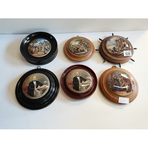 535 - 6 Pot lids ( 1 cracked)