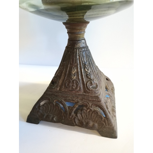 471 - Victorian green glass oil lamp