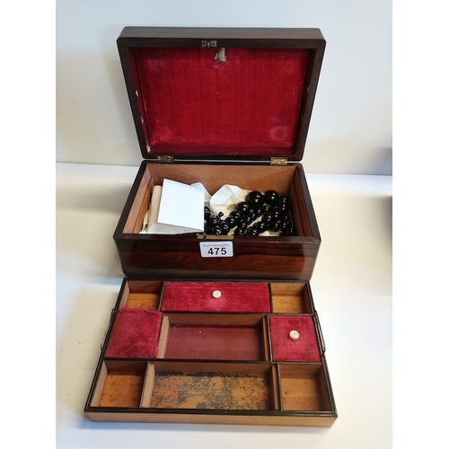 475 - 3 Antique needlework boxes and contents