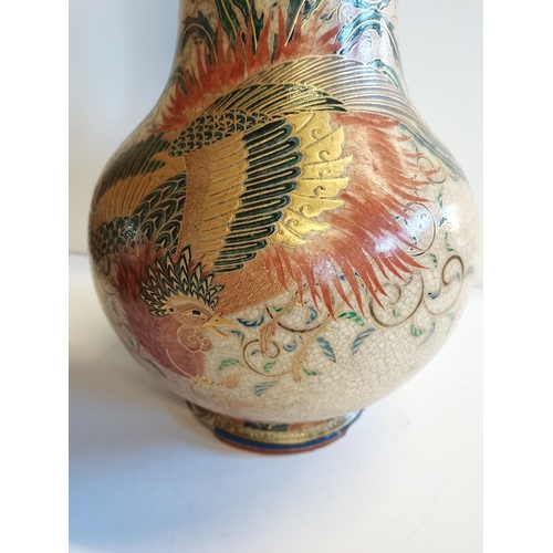 477 - Oriental pottery vase 42cm ht (some damage)