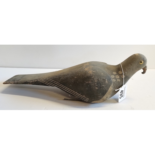 495 - Antique wooden decoy pigeon