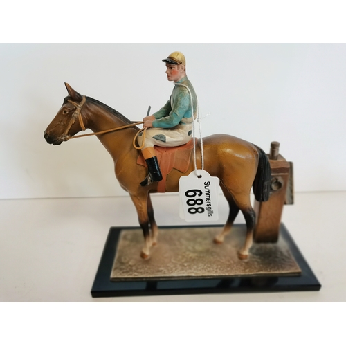 688 - Ronson lighter and jockey figure