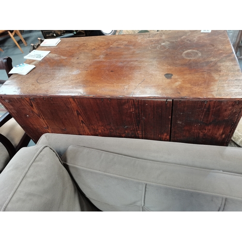 936 - Early Mahogany 4ht chest 45cm x 85cm x 90cm and Barometer by M Marks Cardiff