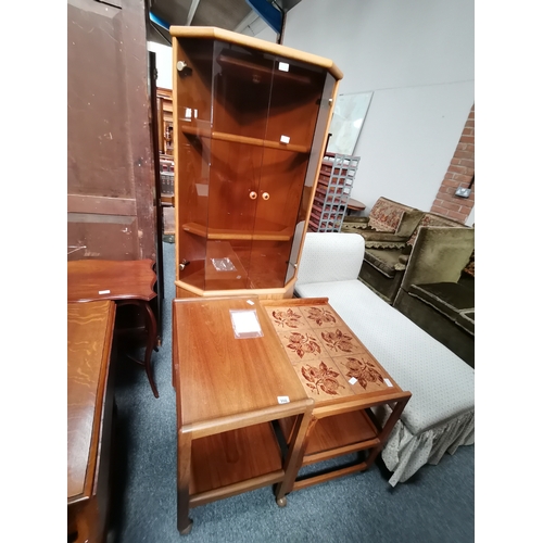 998 - Teak corner cabinet, tea trolley x 2