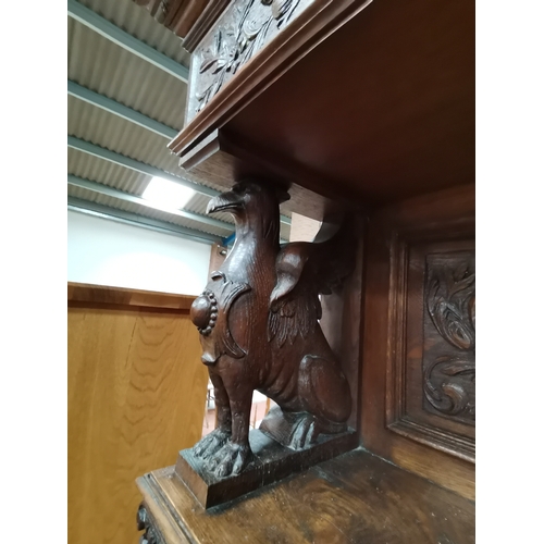 1147 - An Antique Large Heavily Carved Dutch Style sideboard with mirror back. Fabulous carved figurines.... 