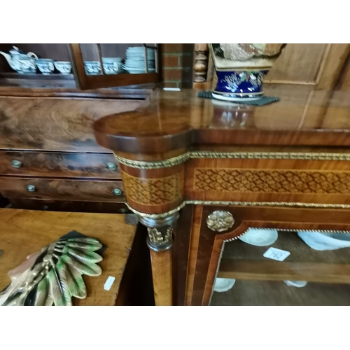 762 - Antique Walnut and inlaid Edwardian display cabinet (exc. Condition)