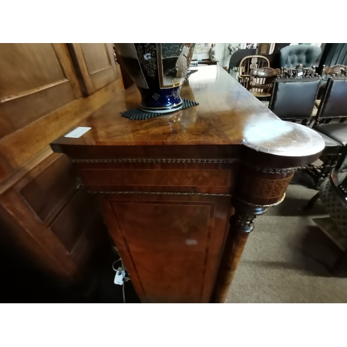 762 - Antique Walnut and inlaid Edwardian display cabinet (exc. Condition)