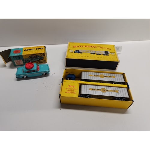 16 - Corgi Austin A60 boxed car plus Major M9 Matchbox Double Freighter