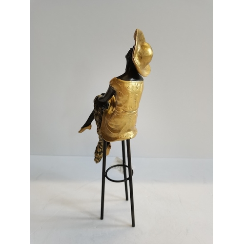 120 - Modern Bronze Lady on a Stool (with foundry mark)