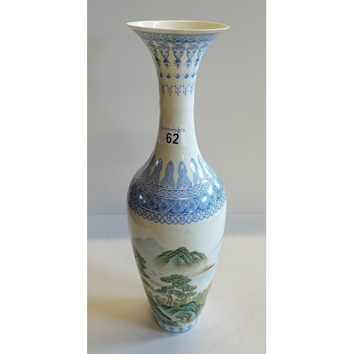 62 - Chinese Vase 46 cm high with 6 characture mark and mountains and waterfall decoration