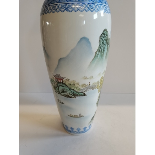 62 - Chinese Vase 46 cm high with 6 characture mark and mountains and waterfall decoration