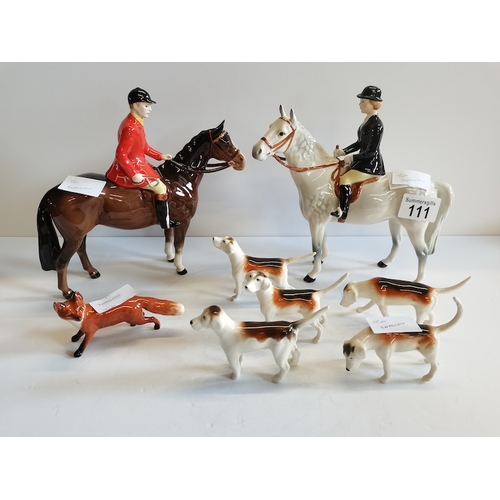 111 - Beswick Huntsman set (one dog leg repaired )