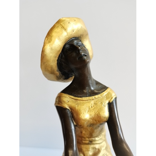 120 - Modern Bronze Lady on a Stool (with foundry mark)