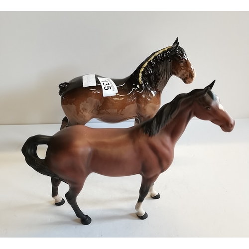 135 - Beswick Cart Horse plus Beswick Horse