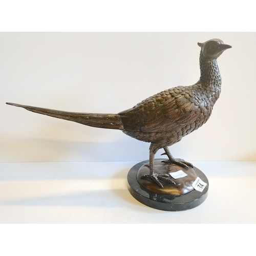 74 - Bronze Pheasant on marble base in excellent condition 45cm