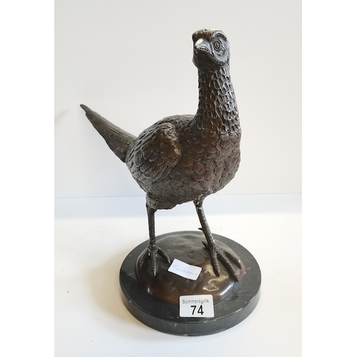 74 - Bronze Pheasant on marble base in excellent condition 45cm