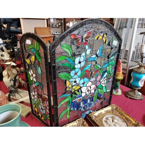 83 - Glass Leaded Fire Screen