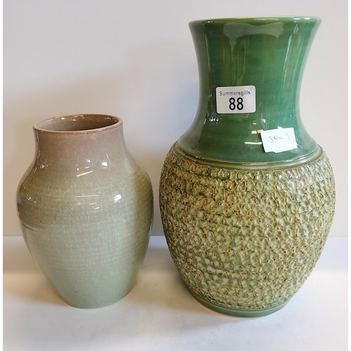 88 - Lancastrian Vase plus green vase (no markings)