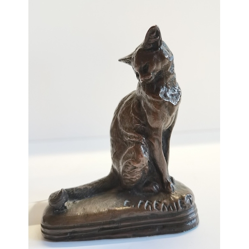 9 - Bronze E Fremiet cat 9cm in excellent condition ( Bronze was made by noted French sculpture Emmanuel... 