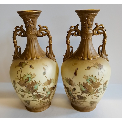 97 - 2 Worcester Style Vases and basket ( basket d/d )