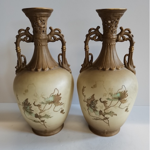 97 - 2 Worcester Style Vases and basket ( basket d/d )