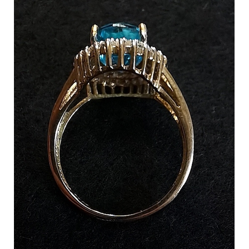 361 - 9ct Gold Dress Ring blue stone diamonds