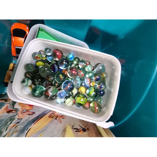 1186 - Marbles, Dinky toys, Arthur woods, etc