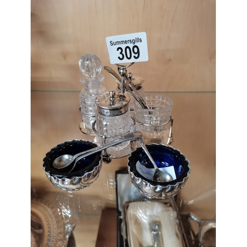 309 - Cruet set and salts