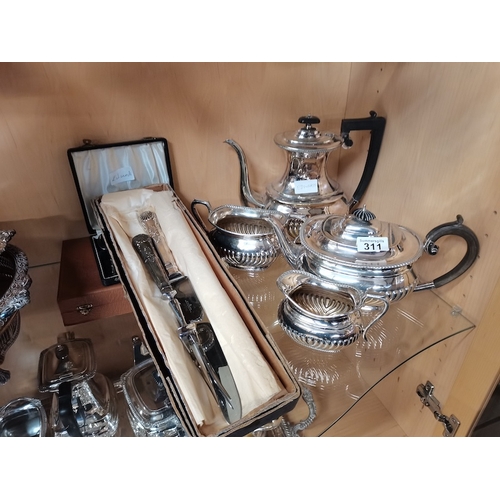 311 - Tea pot set silver plated etc