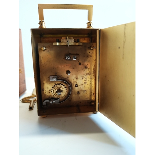 31 - Brass Carraige Clock in Leather Travel Case