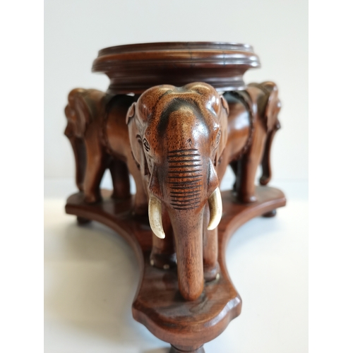 35 - Wooden Stand 3 Elephants