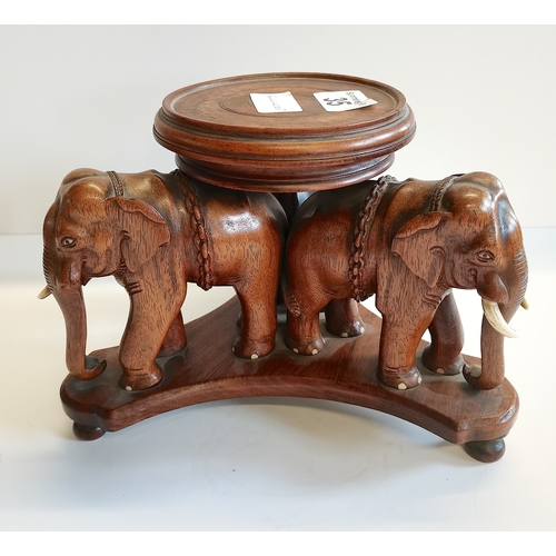 35 - Wooden Stand 3 Elephants