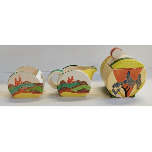 10 - A breakfast set inspired design by Clarice Cliff made 1993 ( ex. Condition )