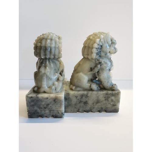 3 - Pair of soapstone temple-lions, late 19th Century Chinese