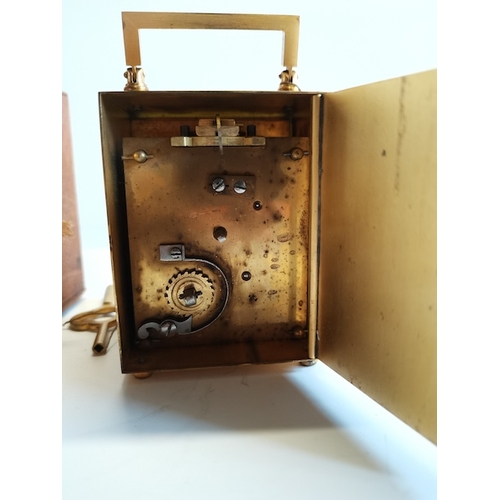 31 - Brass Carraige Clock in Leather Travel Case