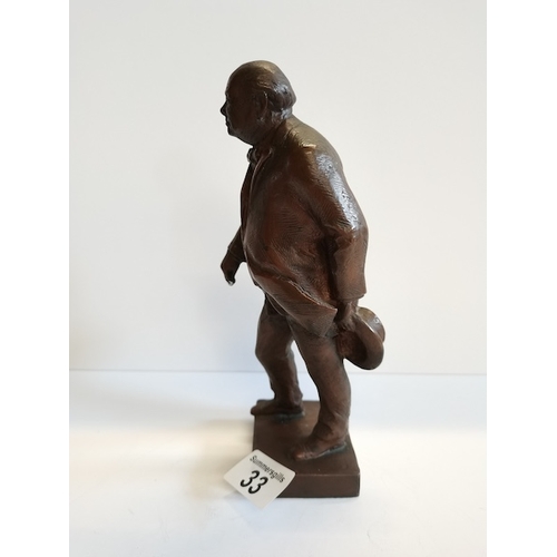 33 - A bronze figure 22cm of Winston Churchill figure signed