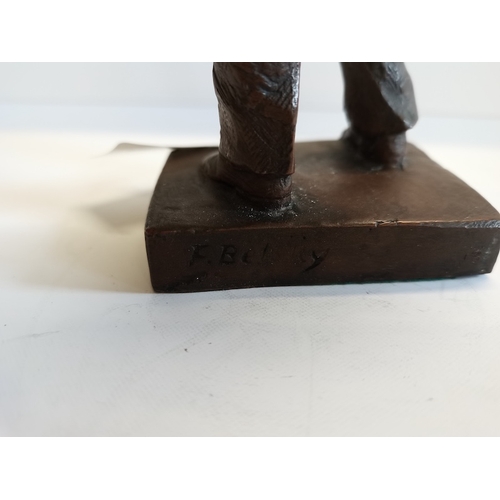 33 - A bronze figure 22cm of Winston Churchill figure signed