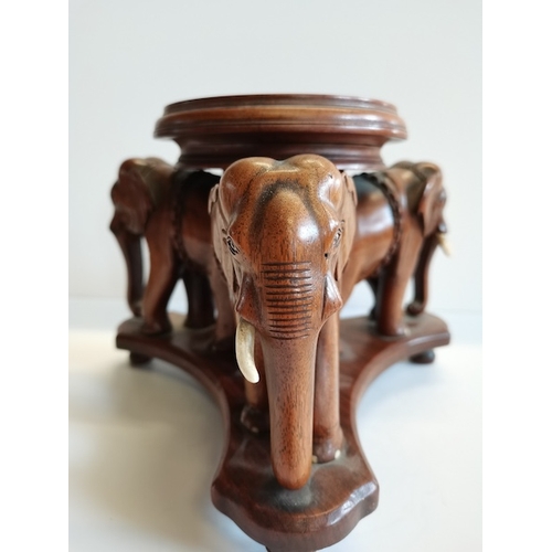 35 - Wooden Stand 3 Elephants