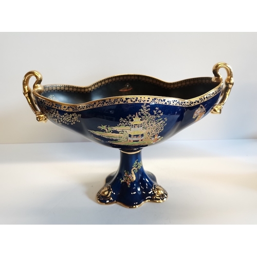 45 - 2  pieces of Carlton Ware Chinese design in cobalt blue