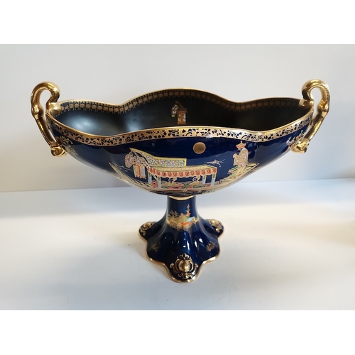 45 - 2  pieces of Carlton Ware Chinese design in cobalt blue