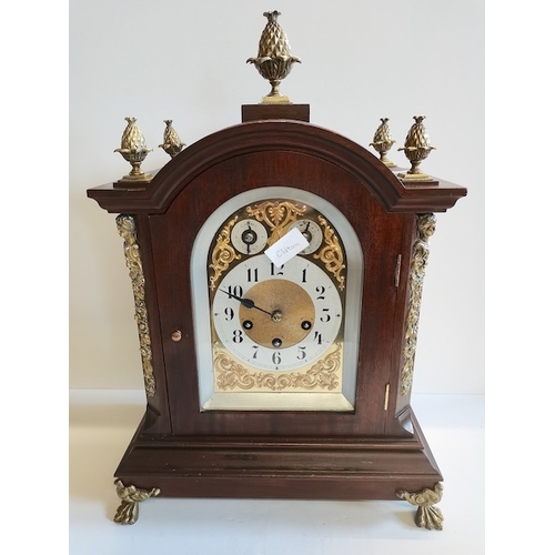 51 - Large mahogany and brass bracket clock with Westminster Chimes ex con