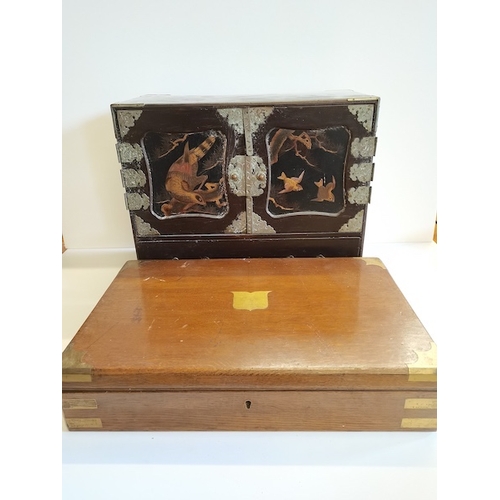 52 - Canteen of Cutlery and Early Chinese jewellery Box with 8 Drawers andgilt bird decoration