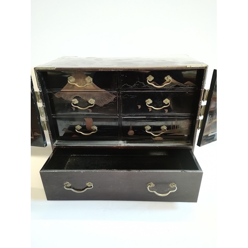 52 - Canteen of Cutlery and Early Chinese jewellery Box with 8 Drawers andgilt bird decoration