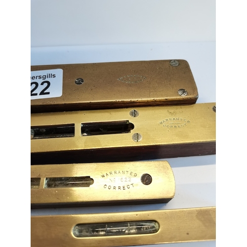 222 - 7 x vintage Brass Wood Levels