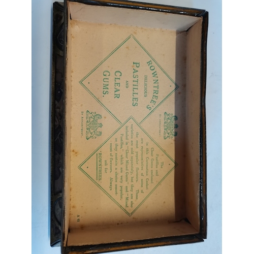 224 - Rowntree of York 1911 Coronation casket in tin plate with original lining and pamphlet, plus Shelley... 