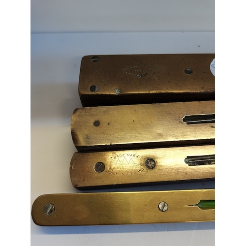 222 - 7 x vintage Brass Wood Levels