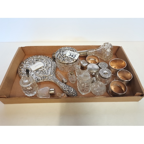 342 - Selection of Dressing table items and Napkin Rings