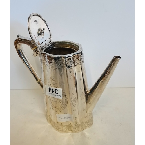 344 - London Silver Coffee Pot weight 670g