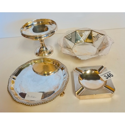 346 - Silver dishes, Ashtray and bon bon dish ( 734g