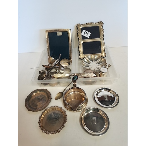 347 - Silver frames Napkin Rings etc